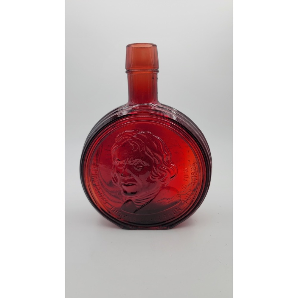 Wheaton  Presidential Decanter Thomas Jefferson First Edition Bottle Ruby Red